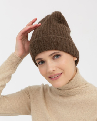 Шапка из пуха яка 04217 коричневая