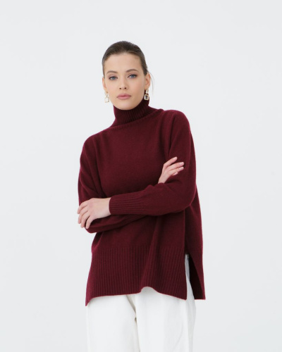 Джемпер  из пуха яка 10049 бордовый