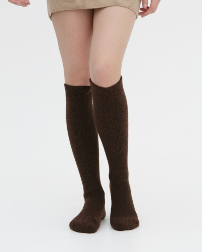 Теплые гольфы из монгольской шерсти темно-коричневые