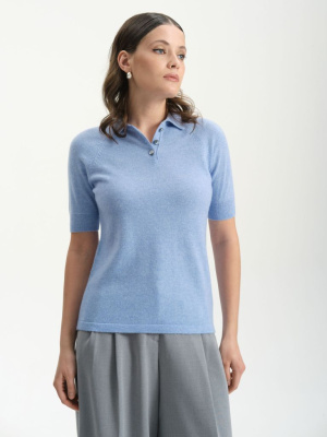 Джемпер-поло кашемировый 2015 голубой