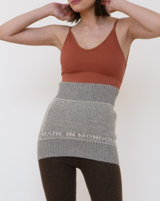 Пояс трикотажный из монгольской шерсти серый