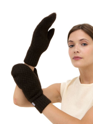 Варежки из пуха яка 30109 темно-коричневые