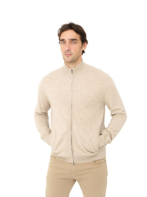 Кардиган из кашемира мужской KM020994-E серо-бежевый