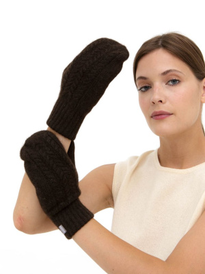 Варежки из пуха яка 30120 темно-коричневые