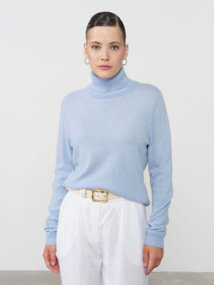 Водолазка из кашемира женская KW050303-E голубая