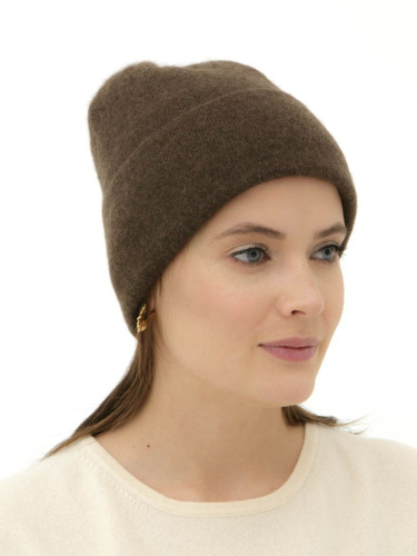 Шапка из пуха яка 04127 коричневая