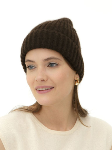 Шапка из пуха яка 04004 темно-коричневая