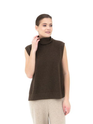 Джемпер из пуха яка 06093 коричневый