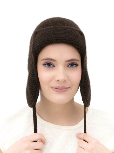 Ушанка из пуха яка Мункх 04027 темно-коричневая