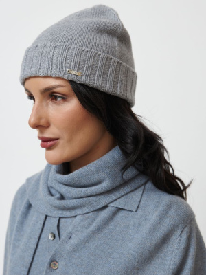 Шапка из кашемира 04247 серо-голубая
