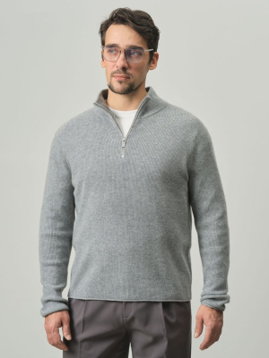 Джемпер мужской из кашемира KM010835-D серо-голубой