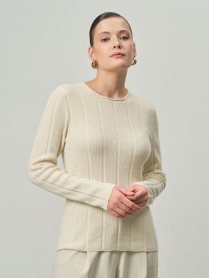 Джемпер женский из кашемира KW045530-D сливочный