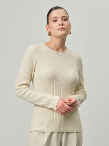 Джемпер женский из кашемира KW045530-D сливочный