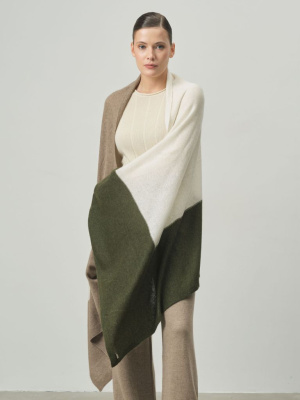 Палантин из кашемира 09090 оливковый