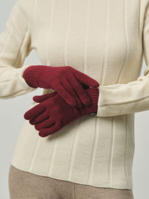 Перчатки из кашемира KW190237-D бордовые