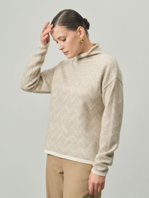 Джемпер женский из кашемира KW051697-D серо-бежевый