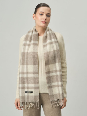 Шарф из шерсти 01219 какао-кремовый