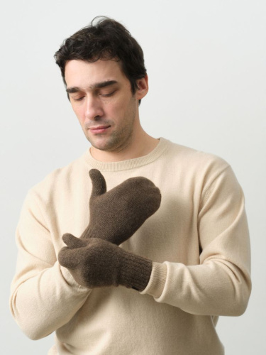 Варежки из пуха яка мужские 21ml коричневые