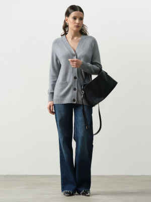 Кардиган женский из кашемира 4102 серо-голубой