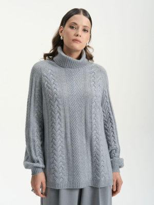 Свитер женский из кашемира 5056 серо-голубой