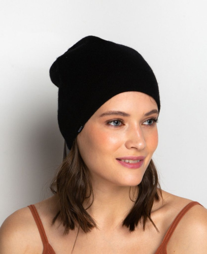 Шапка из кашемира двустороняя 11041m черный/графит