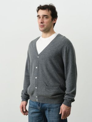 Кардиган из кашемира мужской KM021269-E серый