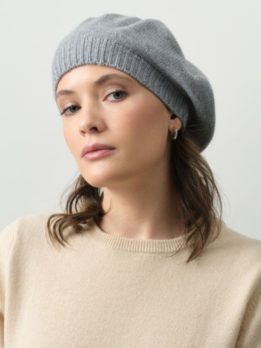 Берет кашемировый 11009b серо-голубой