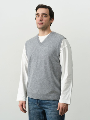 Джемпер из кашемира мужской KM030189-E серо-голубой