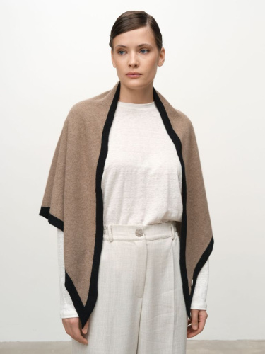 Косынка из кашемира 09103 капучино-черная