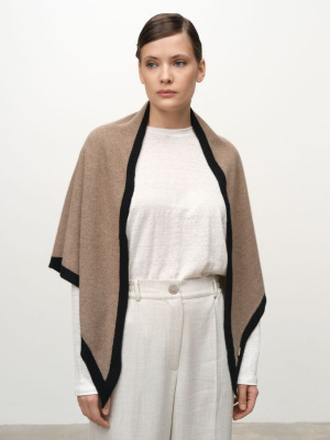 Косынка из кашемира 09103 капучино-черная