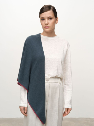 Косынка из кашемира 09087 бирюзово-зеленая/красная