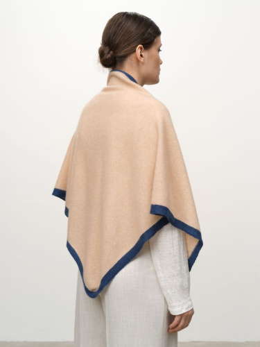 Косынка из кашемира 09103 бежевая-голубая