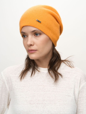 Шапка из кашемира 04322 оранжевая