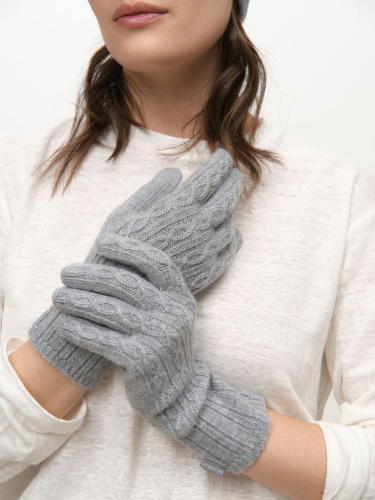 Перчатки из кашемира 31022 серо-голубые