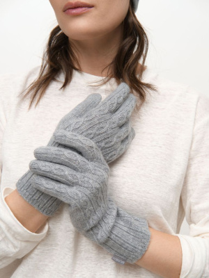 Перчатки из кашемира 31022 серо-голубые