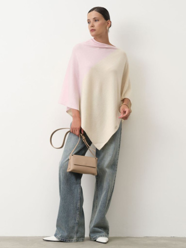 Пончо из кашемира 14070 кремово-розовое