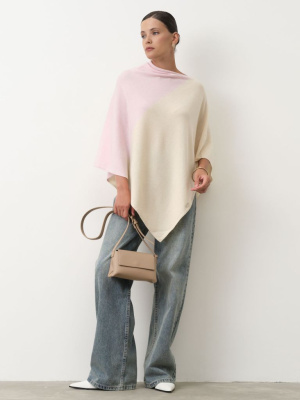Пончо из кашемира 14070 кремово-розовое