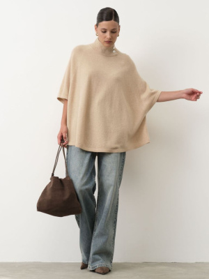 Пончо из кашемира 12055 бежевое