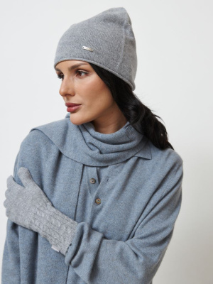 Шапка из кашемира 04254 серо-голубая