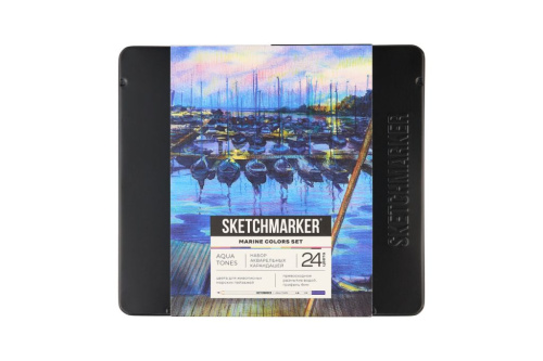 Набор карандашей акварельные Sketchmarker "Морской", 24 цвета, жестяной пенал