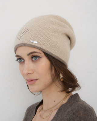 Шапка из кашемира 04177 бежевая