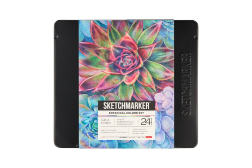 Набор карандашей акварельные Sketchmarker "Ботаника", 24 цвета, жестяной пенал