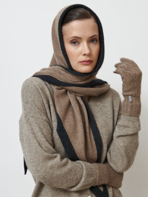 Шарф из кашемира 09092 капучино/антрацит