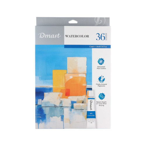 Набор акварели Dmast 36 цв, тубы 12 мл в картоной упаковке