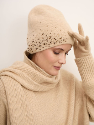 Шапка из кашемира 15-14-019-ZC бежевая