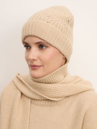 Шапка из кашемира 15-23-205-0C бежевая