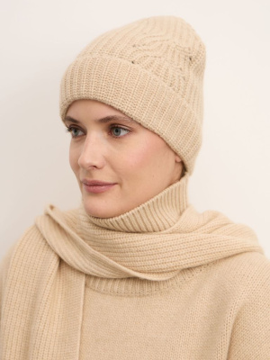 Шапка из кашемира 15-23-205-0C бежевая