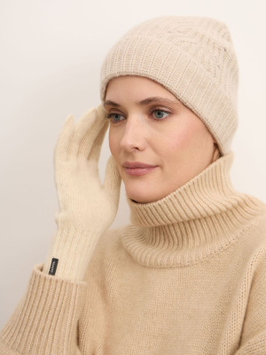 Шапка из кашемира 15-23-205-0C песочная