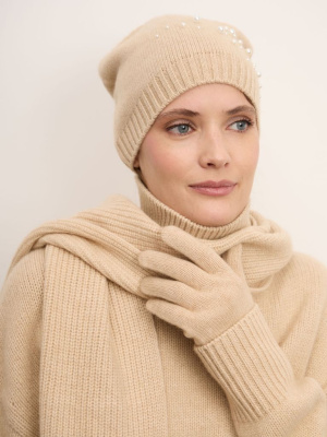 Шапка из кашемира 15-23-208-0C бежевая