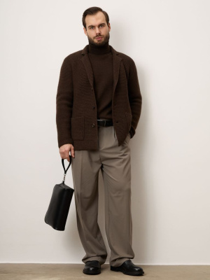 Кардиган мужской из пуха яка 4230 темно-коричневый